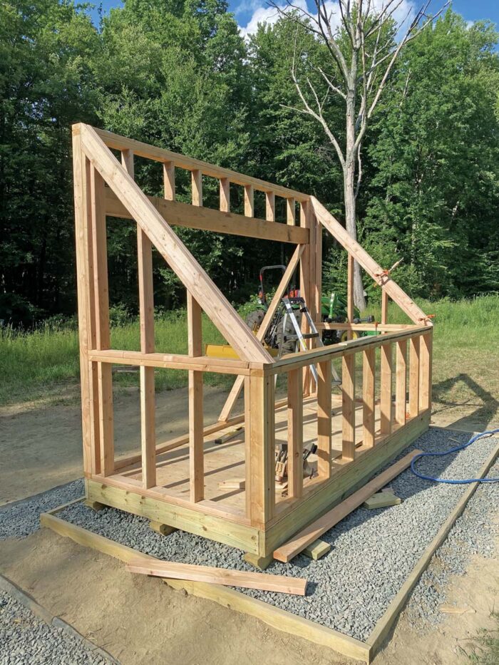 The framing of the solar kiln.